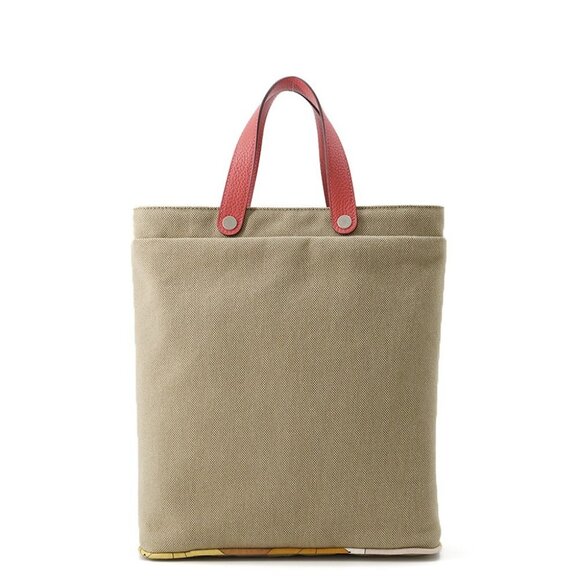 HERMES Petit H Tote Bag Toile H/Taurillon Clemence Natural/Rose Azalee - Picture 1 of 10